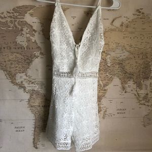 White, open back romper